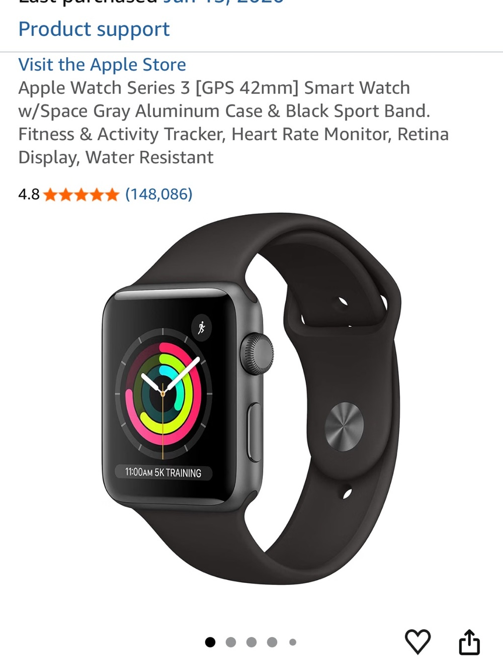 Apple Black Sport Band Smartwatch with Space Gray Aluminum Case